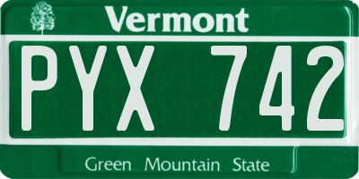 VT license plate PYX742