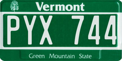 VT license plate PYX744