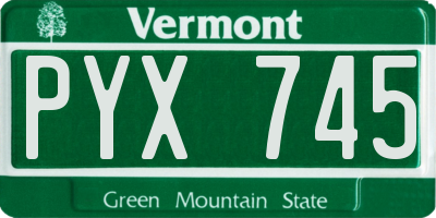 VT license plate PYX745