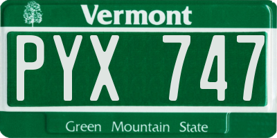 VT license plate PYX747