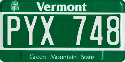 VT license plate PYX748