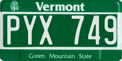 VT license plate PYX749