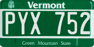 VT license plate PYX752
