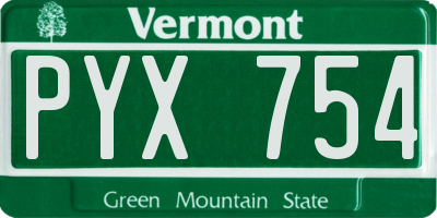 VT license plate PYX754