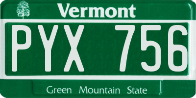 VT license plate PYX756