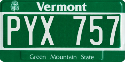 VT license plate PYX757
