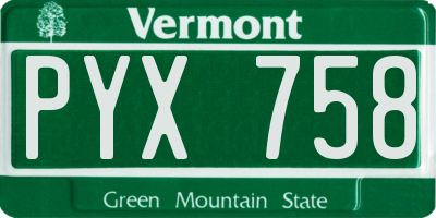 VT license plate PYX758