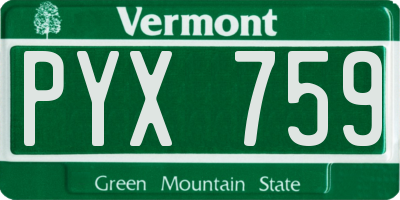 VT license plate PYX759