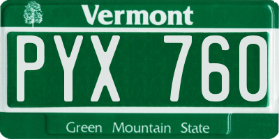 VT license plate PYX760