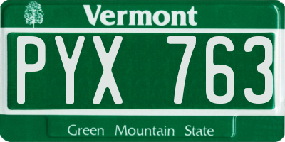 VT license plate PYX763