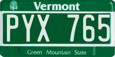 VT license plate PYX765