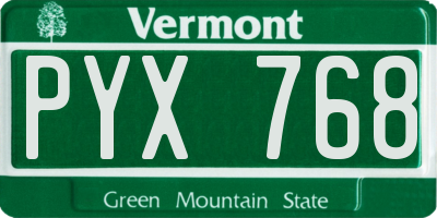 VT license plate PYX768
