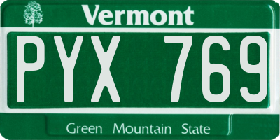 VT license plate PYX769