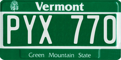 VT license plate PYX770