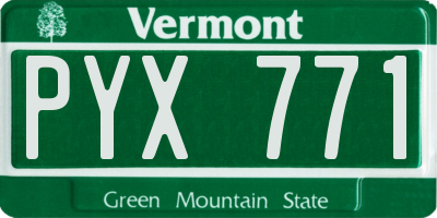 VT license plate PYX771