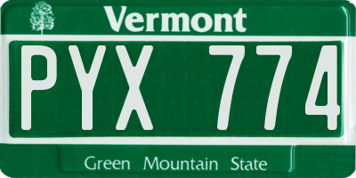 VT license plate PYX774
