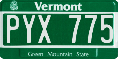VT license plate PYX775