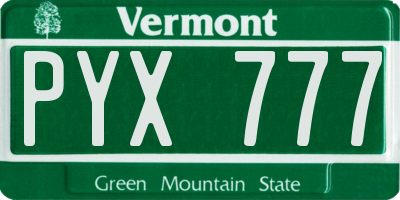 VT license plate PYX777