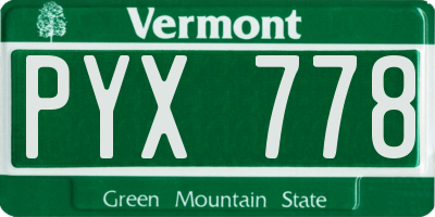 VT license plate PYX778