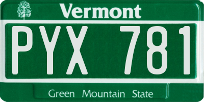 VT license plate PYX781