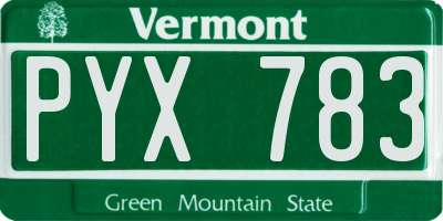 VT license plate PYX783