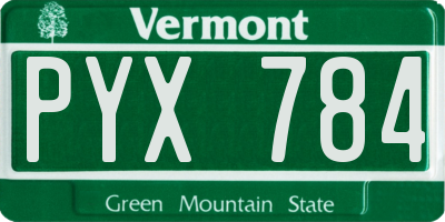 VT license plate PYX784