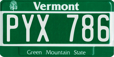 VT license plate PYX786