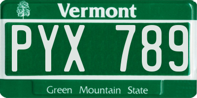 VT license plate PYX789