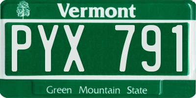 VT license plate PYX791