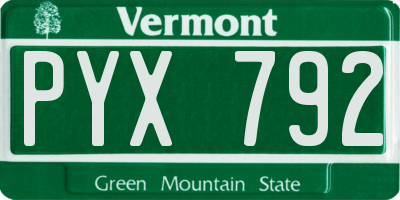 VT license plate PYX792