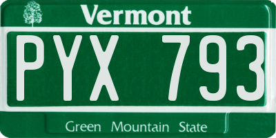 VT license plate PYX793