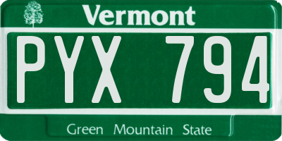 VT license plate PYX794