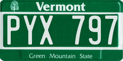 VT license plate PYX797