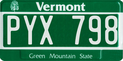 VT license plate PYX798