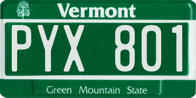 VT license plate PYX801
