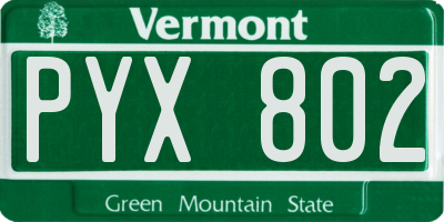 VT license plate PYX802