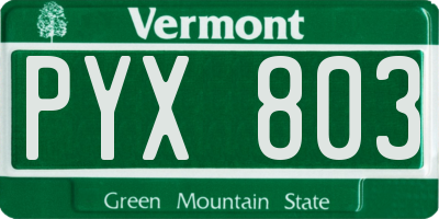 VT license plate PYX803