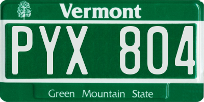 VT license plate PYX804