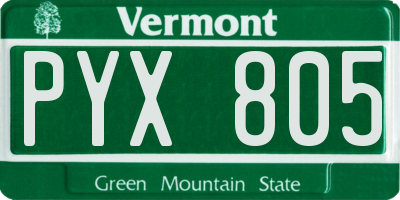 VT license plate PYX805