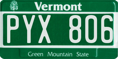 VT license plate PYX806
