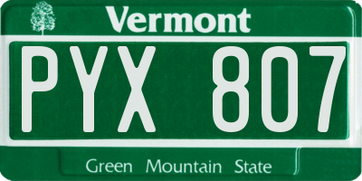 VT license plate PYX807