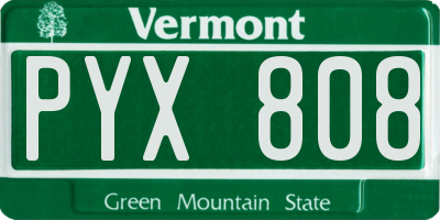VT license plate PYX808