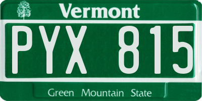 VT license plate PYX815