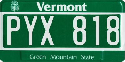 VT license plate PYX818