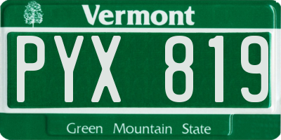 VT license plate PYX819