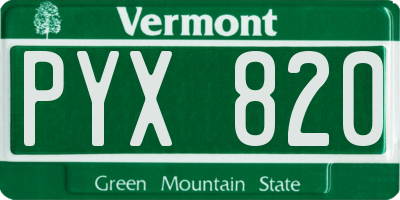 VT license plate PYX820