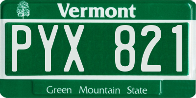 VT license plate PYX821