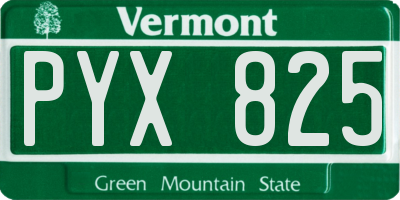 VT license plate PYX825