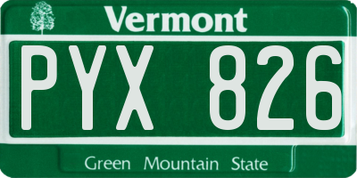 VT license plate PYX826