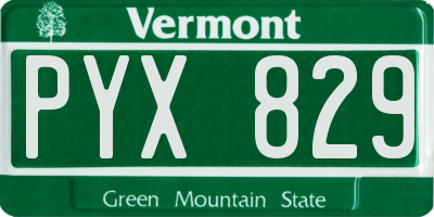 VT license plate PYX829